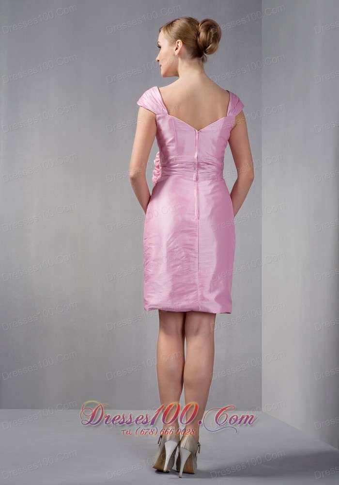 Cap Sleeves Hand Made Flowers Mother Of The Bride Dress