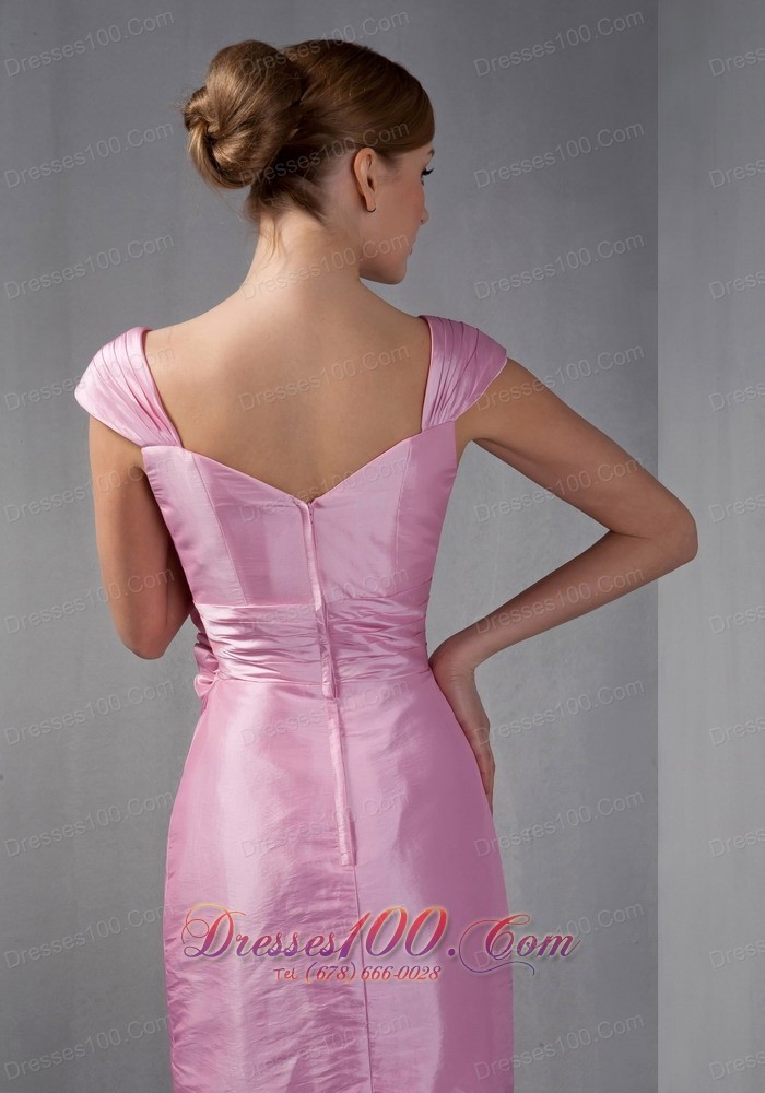 Cap Sleeves Hand Made Flowers Mother Of The Bride Dress