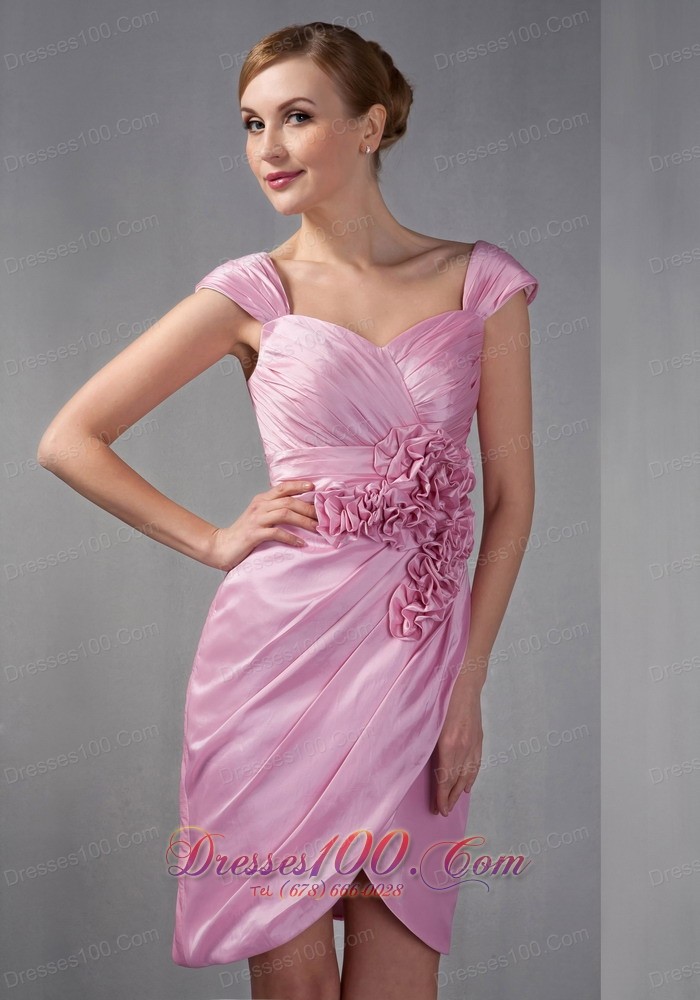 Cap Sleeves Hand Made Flowers Mother Of The Bride Dress