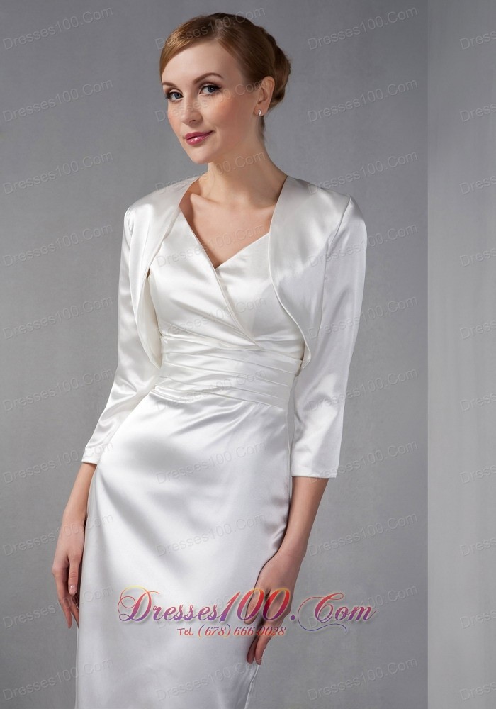Ivory V-neck Ruch Mother Of The Bride Dress