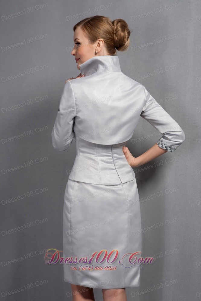 Satin Beading Scoop Column Mother Of The Bride Dress