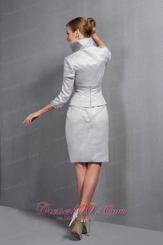 Satin Beading Scoop Column Mother Of The Bride Dress