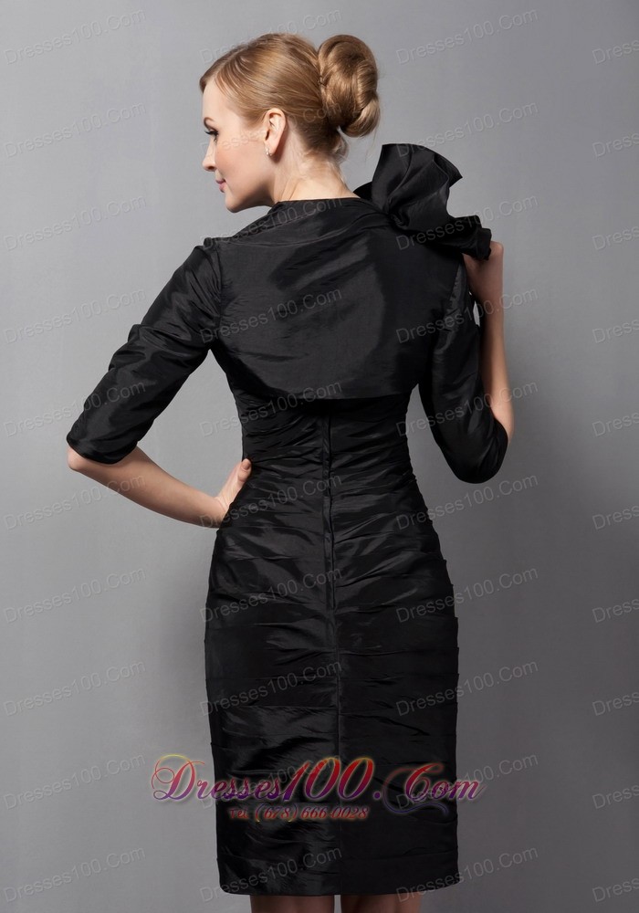 Simple Black Mother Of The Low Dress Ruch Mini-length