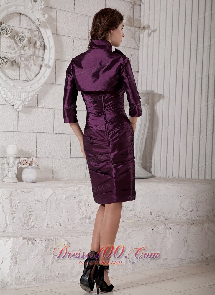 Ruch Purple Hand Made Flower Mother of the Bride Dress