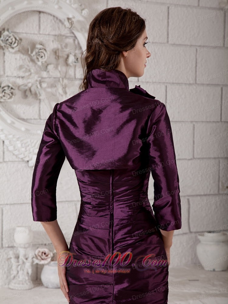 Ruch Purple Hand Made Flower Mother of the Bride Dress