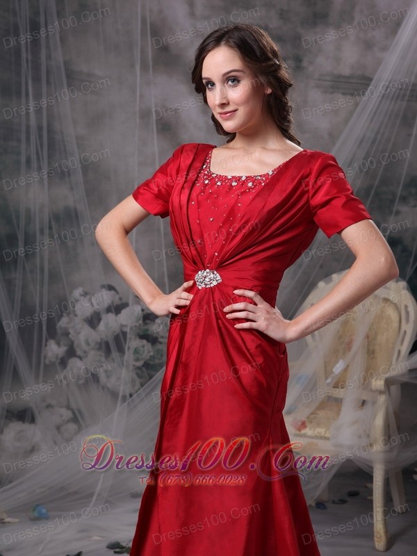 Beading Ruch Short Sleeves Brush Train Motb Dress