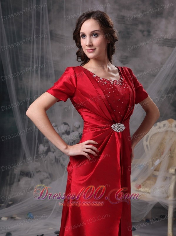 Beading Ruch Short Sleeves Brush Train Motb Dress