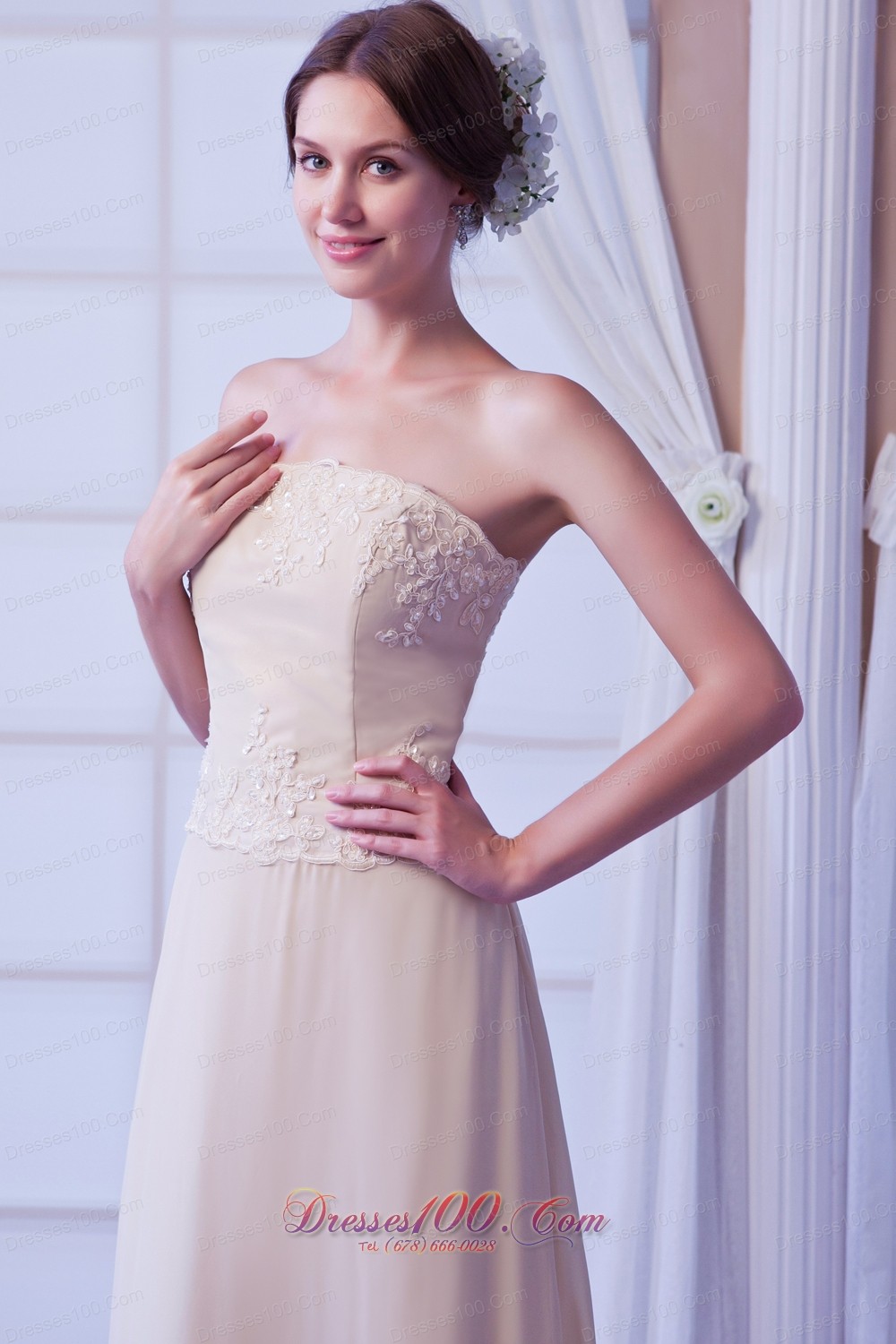 Chiffon Appliques Beaded Mother Of The Bride Dress