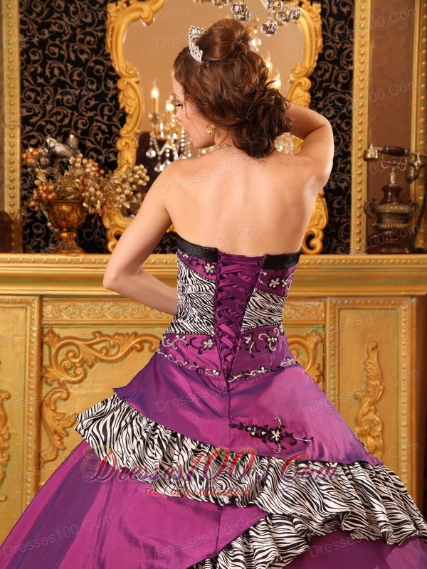 Purple and Zebra Ball Gown Quinceanera Dress