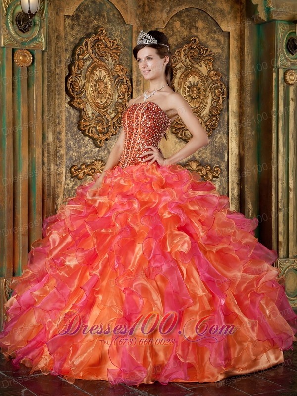 Strapless Multi-color Ball Gown Quinceanera Dress