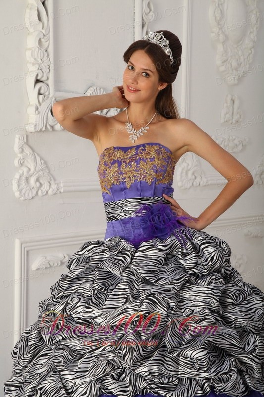 Purple and Zebra Print A-line Quinceanera Dress