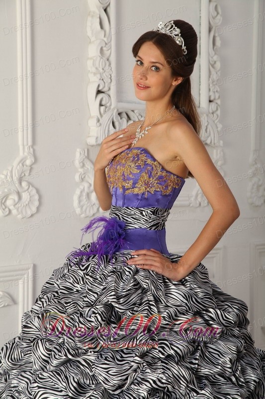 Purple and Zebra Print A-line Quinceanera Dress