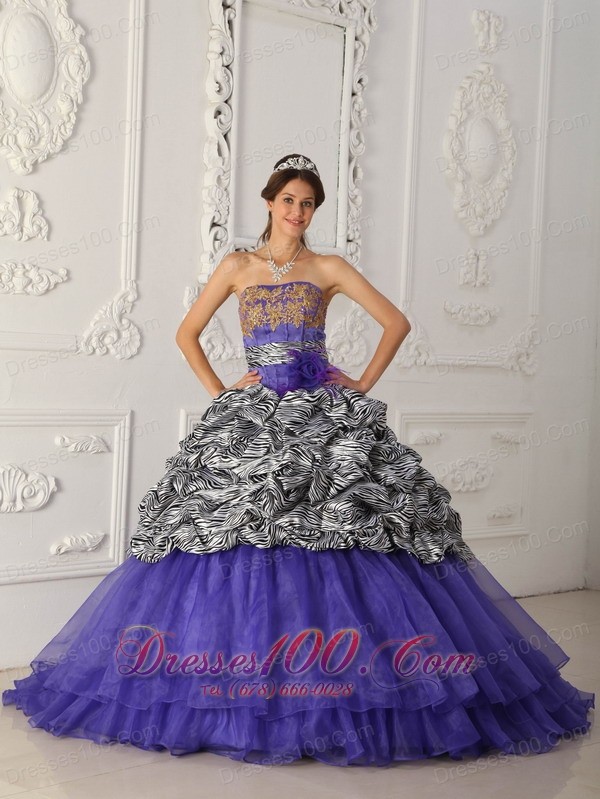 Purple and Zebra Print A-line Quinceanera Dress