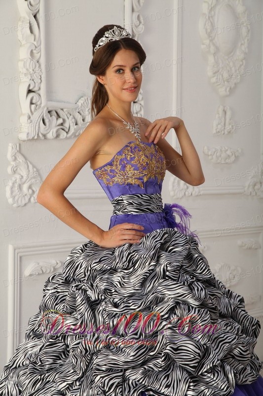 Purple and Zebra Print A-line Quinceanera Dress