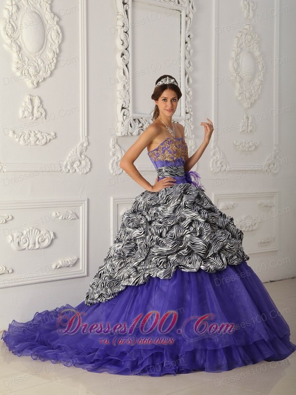 Purple and Zebra Print A-line Quinceanera Dress