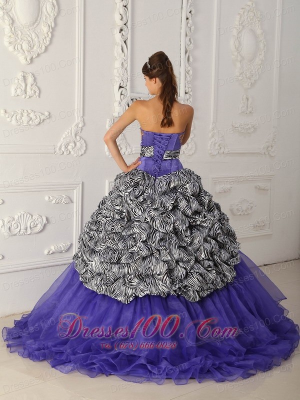Purple and Zebra Print A-line Quinceanera Dress