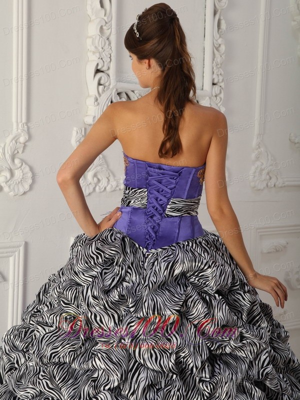 Purple and Zebra Print A-line Quinceanera Dress