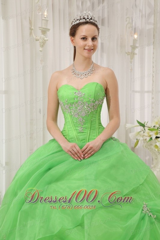 2012 Spring Green Quinceanera Dress Pick-ups Sweetheart