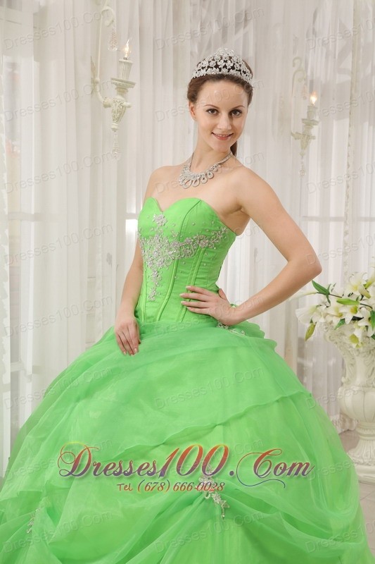 2012 Spring Green Quinceanera Dress Pick-ups Sweetheart