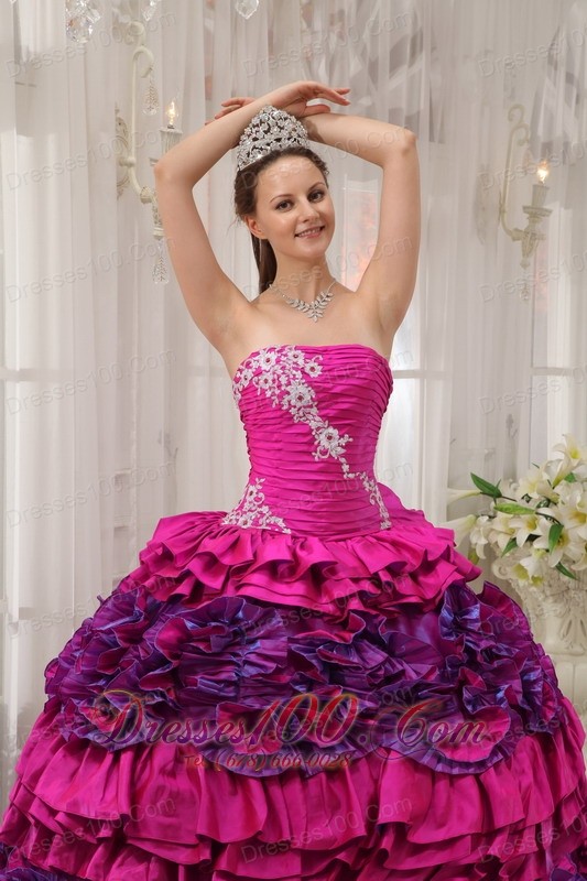 Fuchsia Quinceanera Dress Strapless Embroidery High Quality