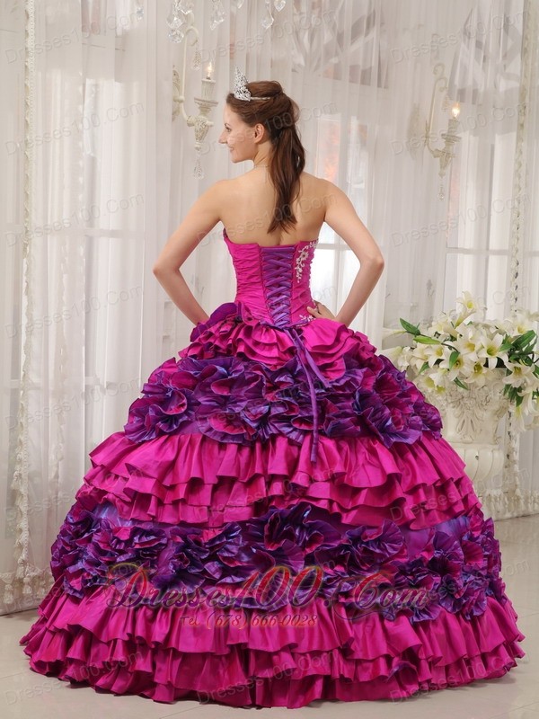 Fuchsia Quinceanera Dress Strapless Embroidery High Quality
