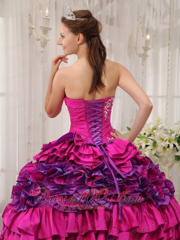Fuchsia Quinceanera Dress Strapless Embroidery High Quality
