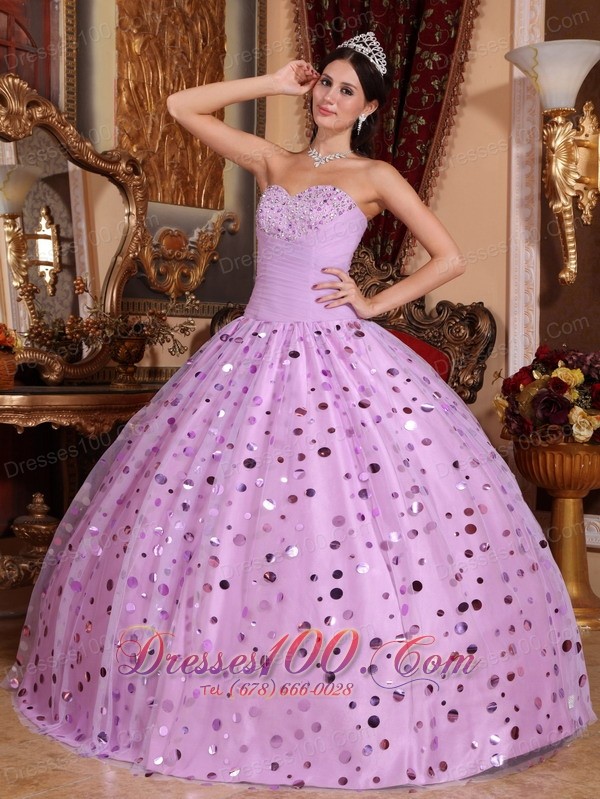 Lavender Sequince Sweetheart Quinceanera Dress