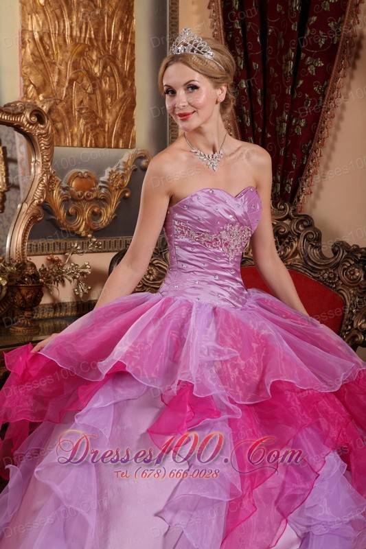 Multi-color Quinceanera Dress Ruffles Ball Gown Sweetheart