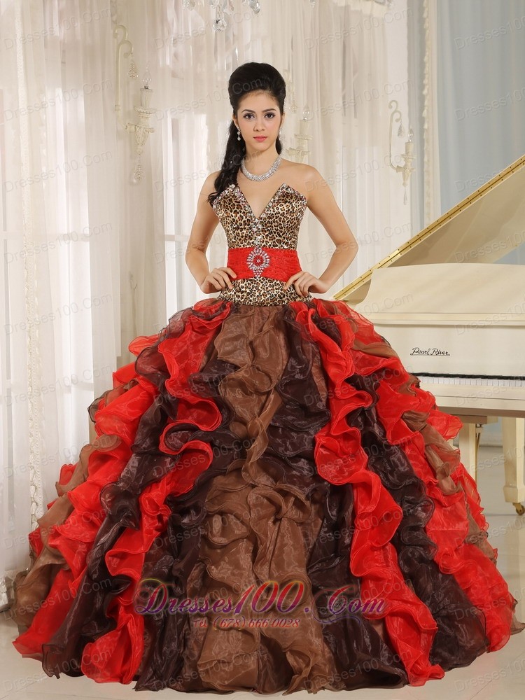 Deep Sweetheart multi-color Quinceanera Dress Ruffles