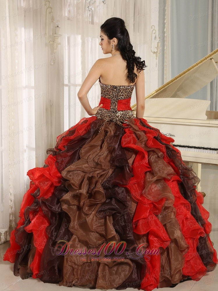 Deep Sweetheart multi-color Quinceanera Dress Ruffles