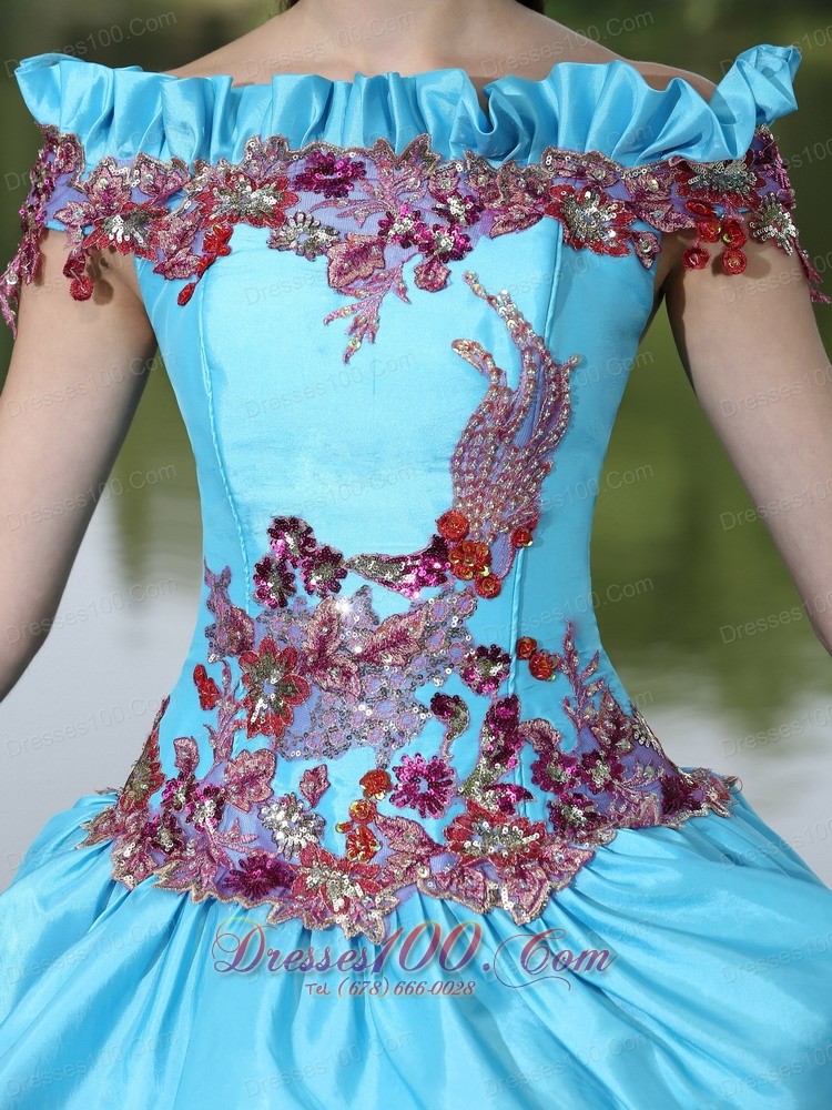 Unique Off the Shoulder Appliques Ball Gown Quinceanera Multi-color