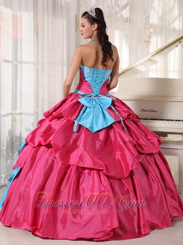 Aqua and Pink Multi-tierd Quinceanera Dress