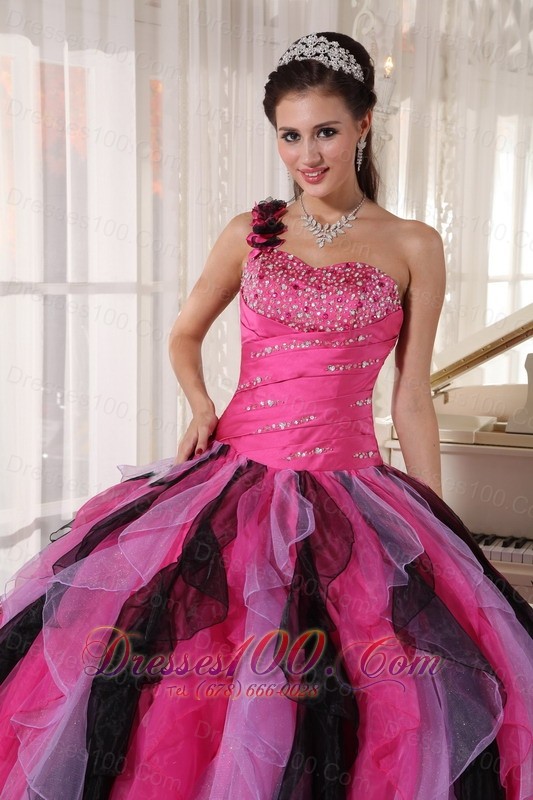 Multi-colored Strapless Ball Gown Quinceanera Dress