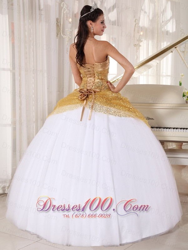 Informal Champagne and White Quinceanera Dress Halter