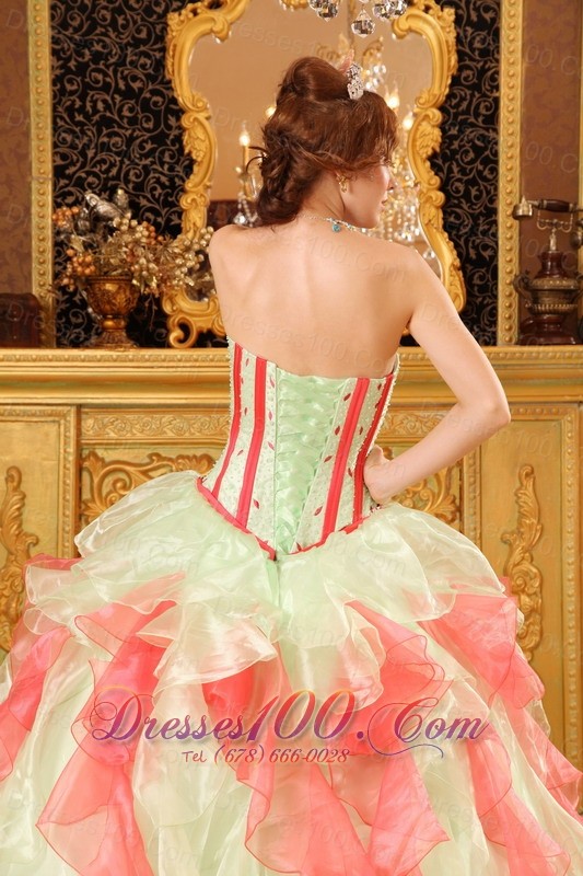 Multi-color Boning A-line Layer Quinceanera Dress
