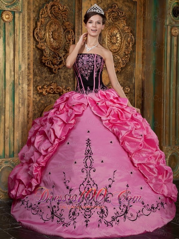 black and pink quinceanera dresses