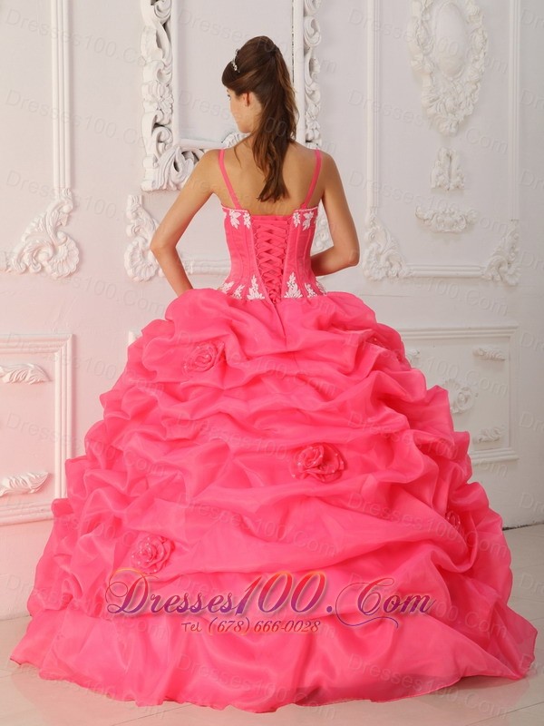 Red Sweet 15 Dress with Straps Embroidery Pick-ups 2013
