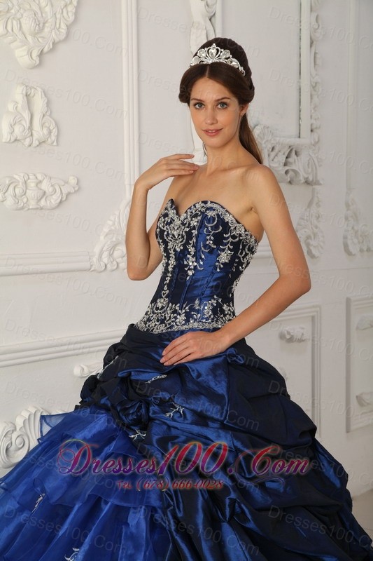 Perfect Royal Blue Quinceanera Dress Sweep Train Embroidery