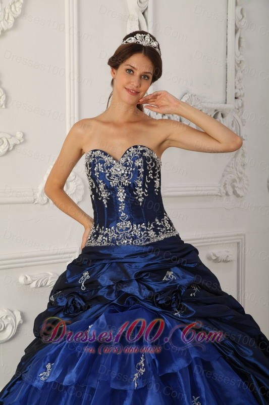 Perfect Royal Blue Quinceanera Dress Sweep Train Embroidery