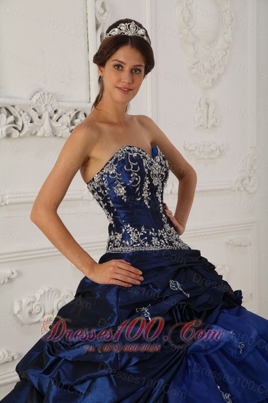 Perfect Royal Blue Quinceanera Dress Sweep Train Embroidery
