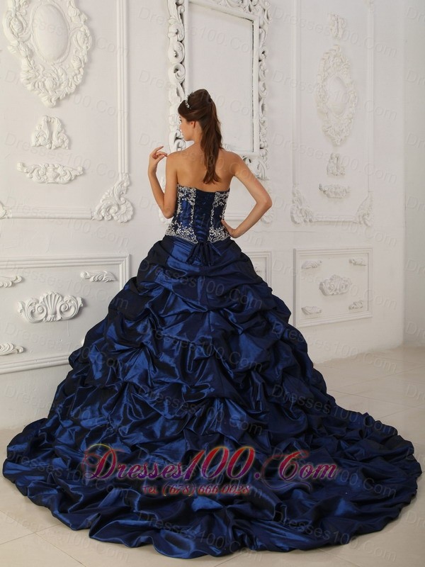 Perfect Royal Blue Quinceanera Dress Sweep Train Embroidery