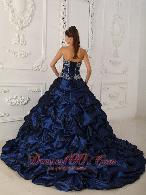 Perfect Royal Blue Quinceanera Dress Sweep Train Embroidery