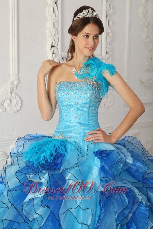 Multi-color Quinceanera Dress One Shoulder Hand Made Flower Ruffles