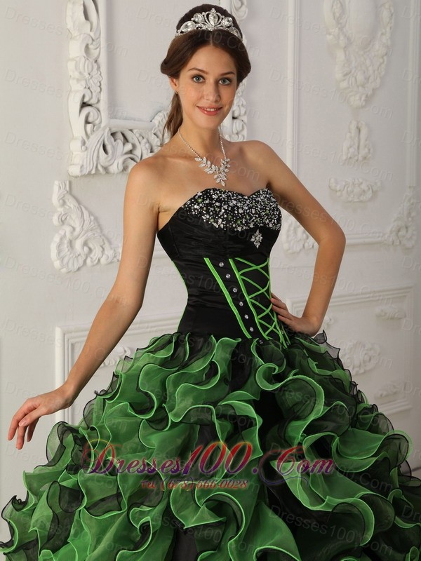 Newest Sweetheart A-line Sweet Green Quinceanera Dress Strapless