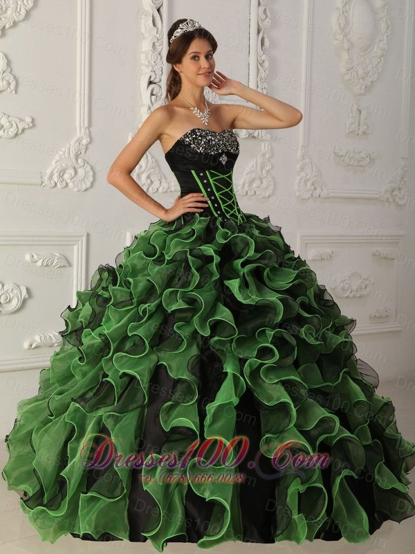 Newest Sweetheart A-line Sweet Green Quinceanera Dress Strapless