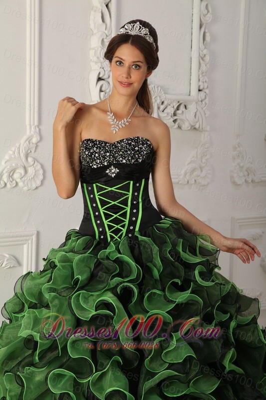 Newest Sweetheart A-line Sweet Green Quinceanera Dress Strapless