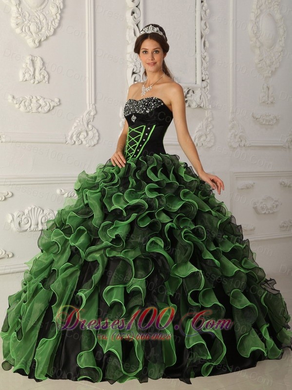 Newest Sweetheart A-line Sweet Green Quinceanera Dress Strapless