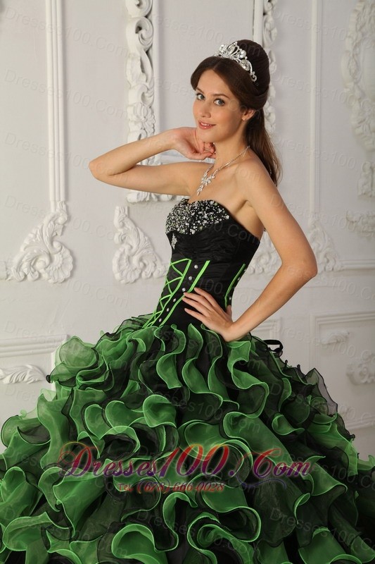 Newest Sweetheart A-line Sweet Green Quinceanera Dress Strapless