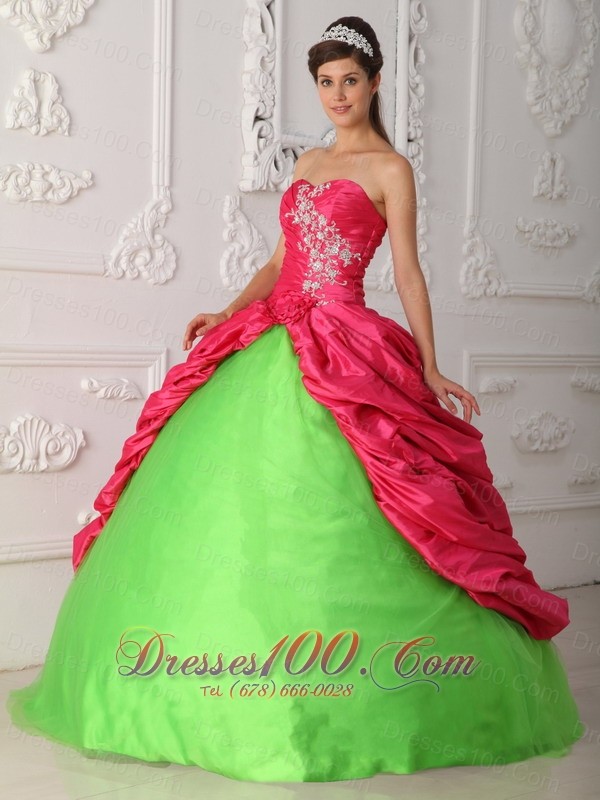 red and neon green outfit