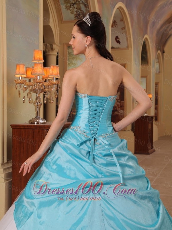 Aqua and White Sweet 16 Dress A-line for 2013